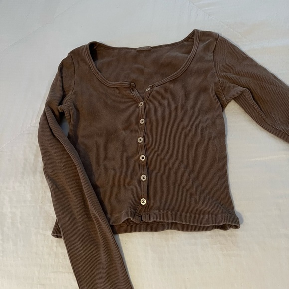 Brandy Melville Tops Brandy Melville Brown Mauve Zelly Long Sleeve